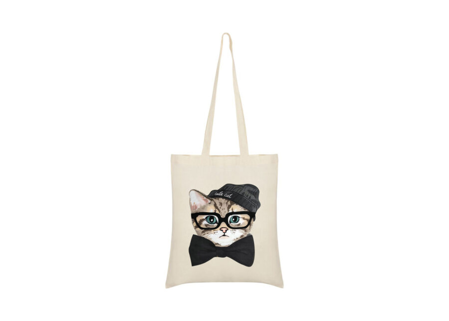 Black Cute Cat Canvas Cotton Tote Bag