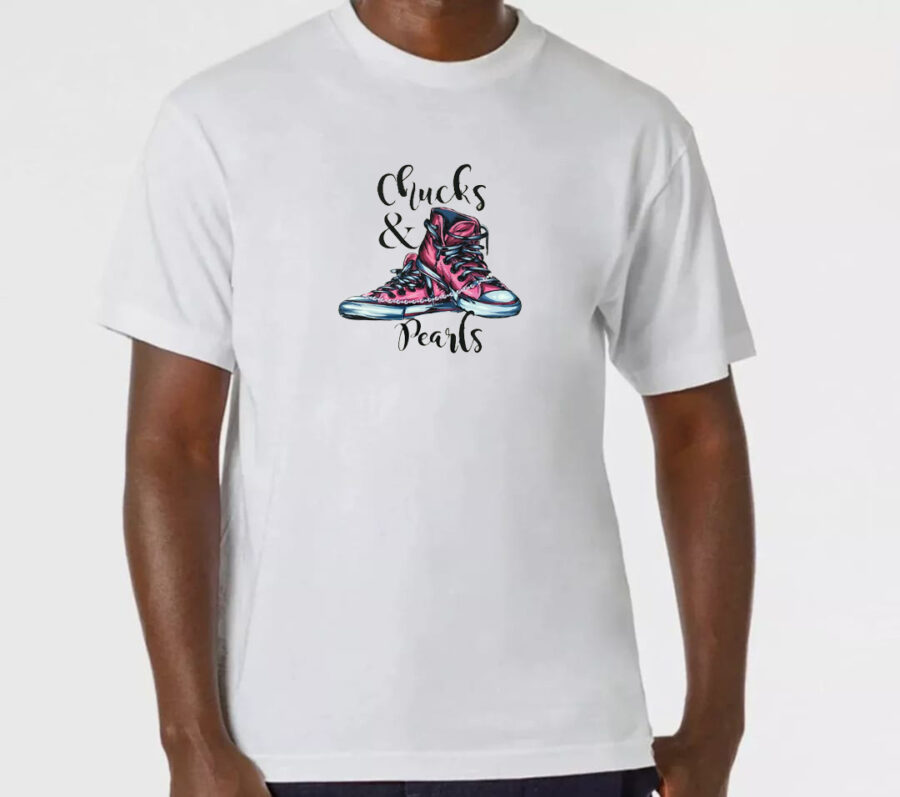 Chucks & Pearls Cotton T-shirts | Unisex T-shirt | White T-shirts