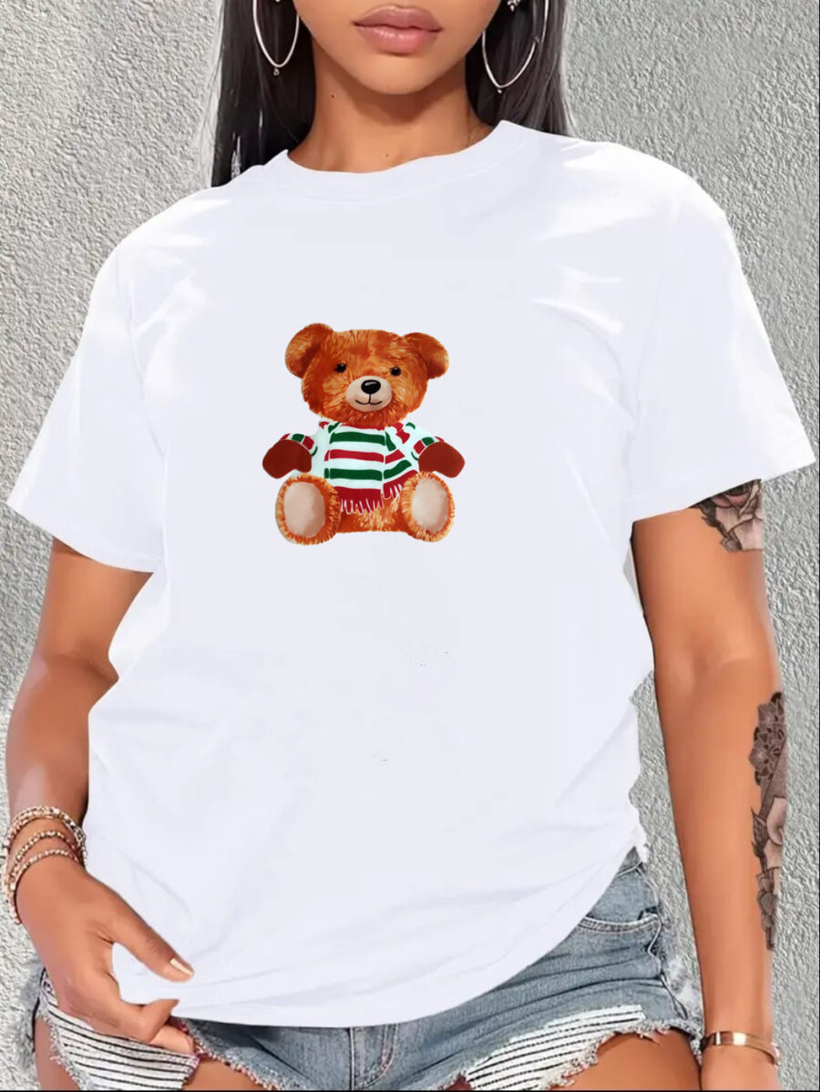 Bear Cotton T-shirts, White T-Shirts, Unisex T-Shirts, Black T-shirts