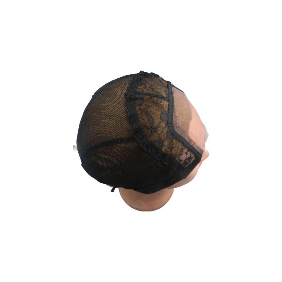 Hair Lace Wig Cap, Black Hair Net Weaving Cap Lace Wig Cap with Adjustable Straps Mesh Wig Cap Invisible