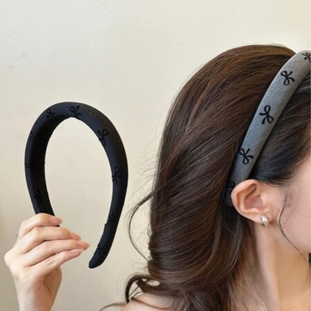 Turban Headbands for Women, Black and Grey Free size Skincare Headband, Wide Hair Hoop for Women