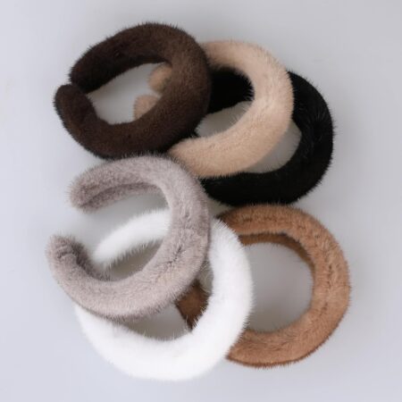 Elegant Fur Hair Bands Set for Women - Luxury winter 100% Real Mink Fur Headbands, Wide Braided Hair Bands, Solid Color Hair Accessories