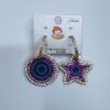 Round Star Drop Earrings, Luxury Dangle Party Earrings For Women