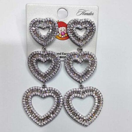 Hollow Heart Pendant Earrings With Shiny Rhinestone Dangle Earrings Jewelry Gift For Lovers.