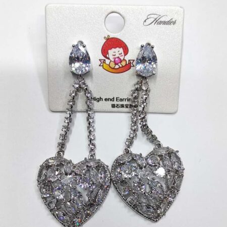 Hollow Heart Pendant Earrings With Shiny Rhinestone Dangle Earrings Jewelry Gift For Lovers.