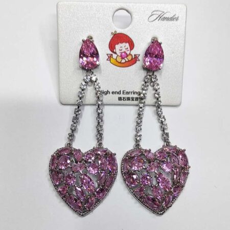 Hollow Heart Pendant Earrings With Shiny Rhinestone Dangle Earrings Jewelry Gift For Lovers.