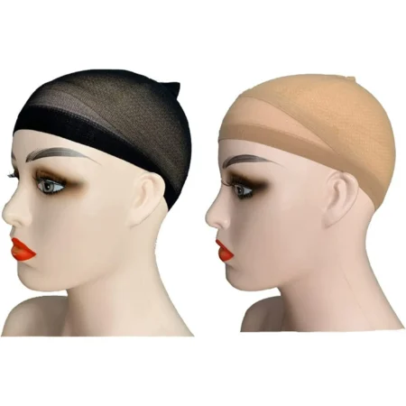 2-Piece Stretchable Wig Cap Hair Net Elastic Liner Mesh Hairnets for Making Wigs, Wig Cap Hair Stretchy Wig Cap