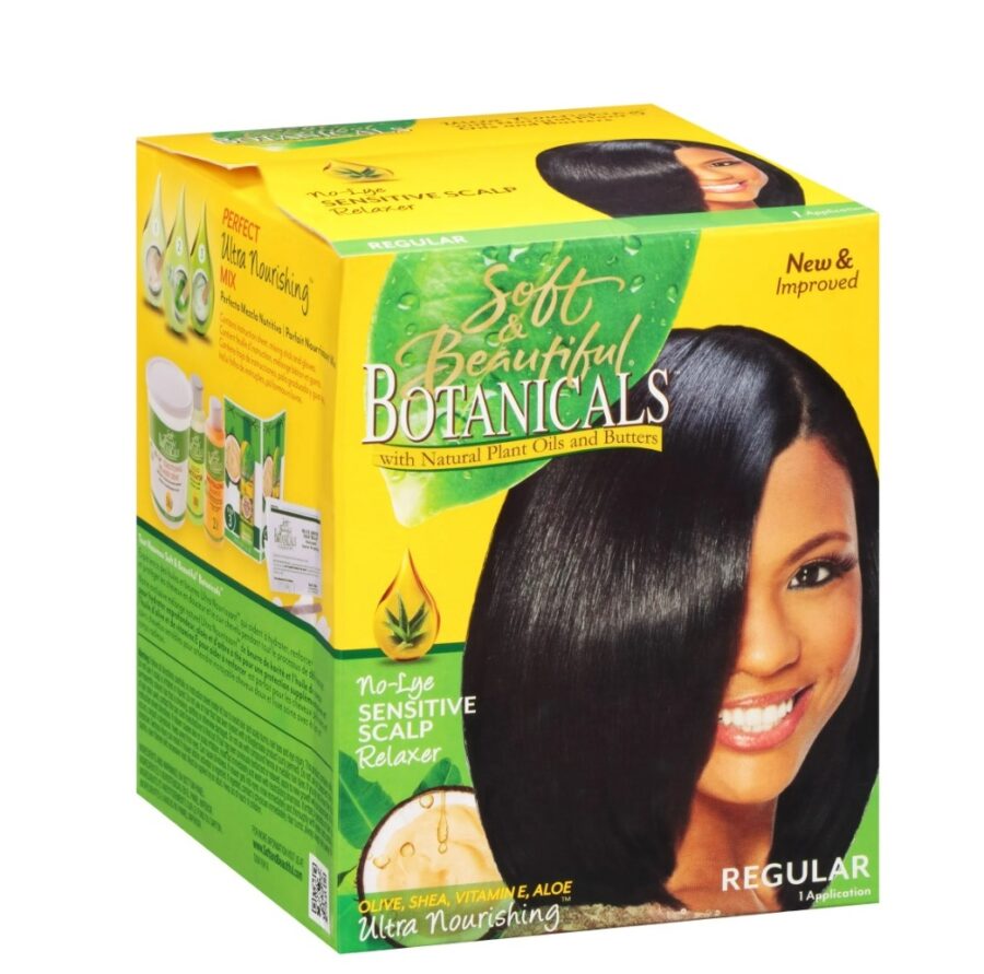 Beautiful Botanicals Hair Relaxer, Soft & Beautiful Botanicals Relaxer Kit Regular, No-Lye Sensitive Scalp Relaxer Coarse 1 application