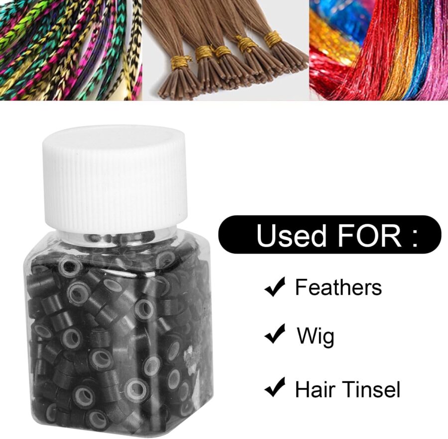 Micro Silicone Link Rings for Hair Extensions, Nano Rings with Silicone Micro Rings Nano Beads, MicroLinks Rings Hair Beads